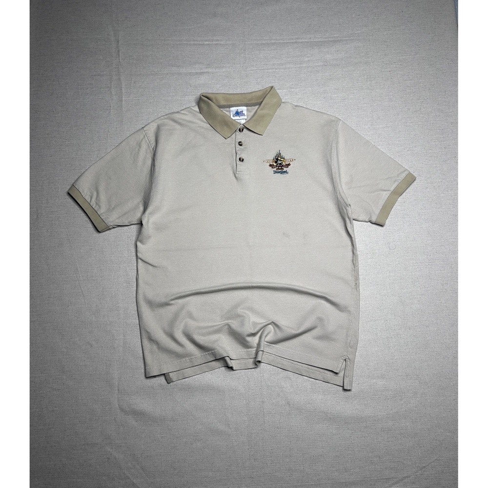 Disneyland Resort 50th Anniversary Polo Men's L Light Brown Mickey Embroidered